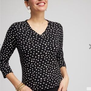 -Chicos Polka Dot V-Neck Women's Top